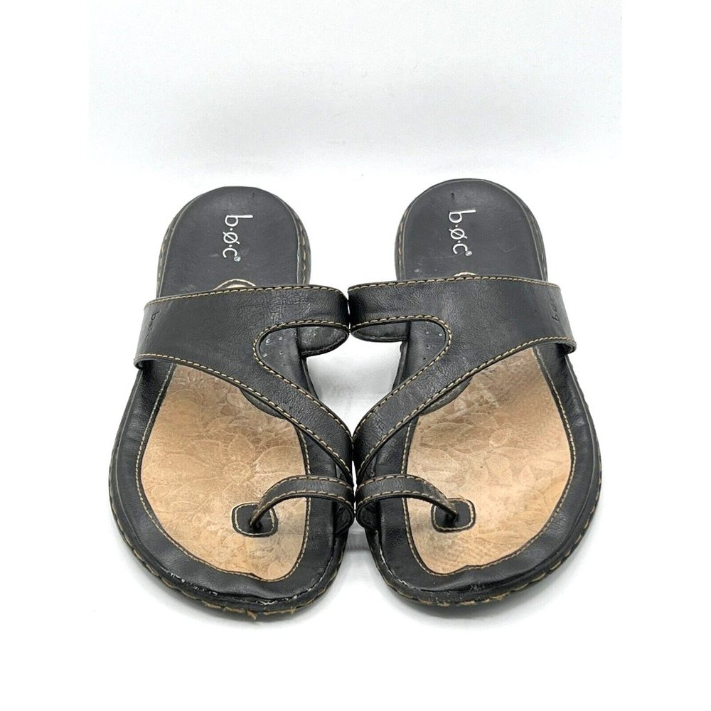 BOC Born Concept Black Thong Flip Flop Faux Leather Sandal Women's Size 10 M - Picture 6 of 11